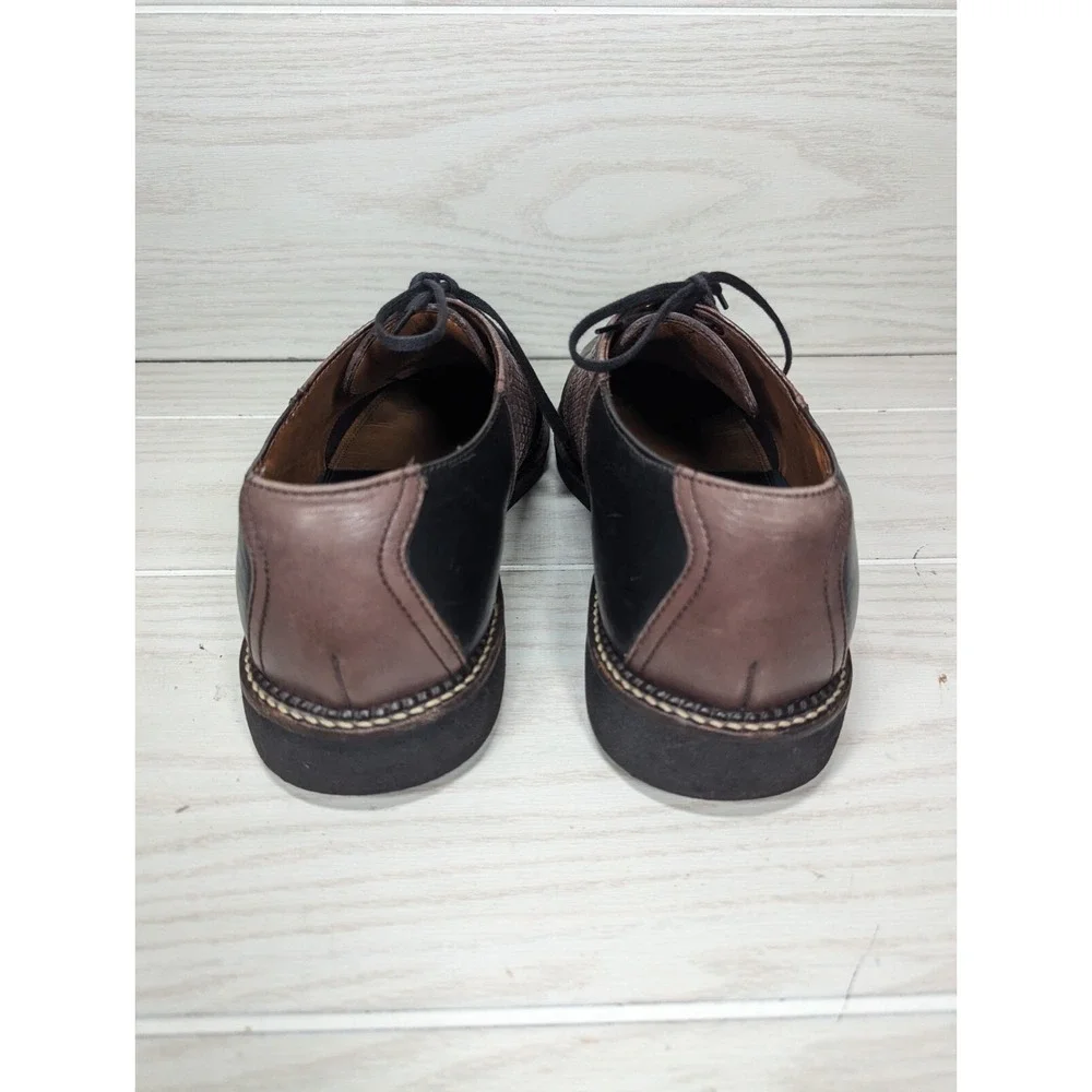 VTG HS‎ Trask Saddle Dress Shoes Mens Sz 9.5M Brown Black Leather Oxfords H4065